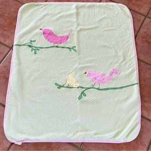 Pottery Barn Kids Baby Blanket Pink Bird Cotton 35X29 Pre owned Soft Cuddles